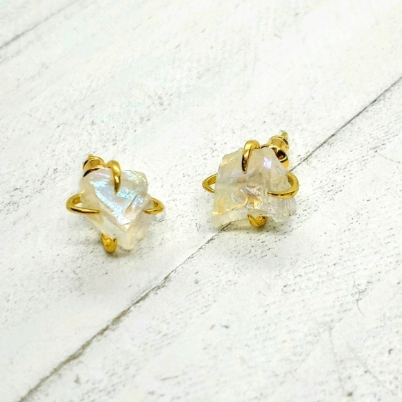 Hand Crafted Jewelry - Aura Quartz prong earrings